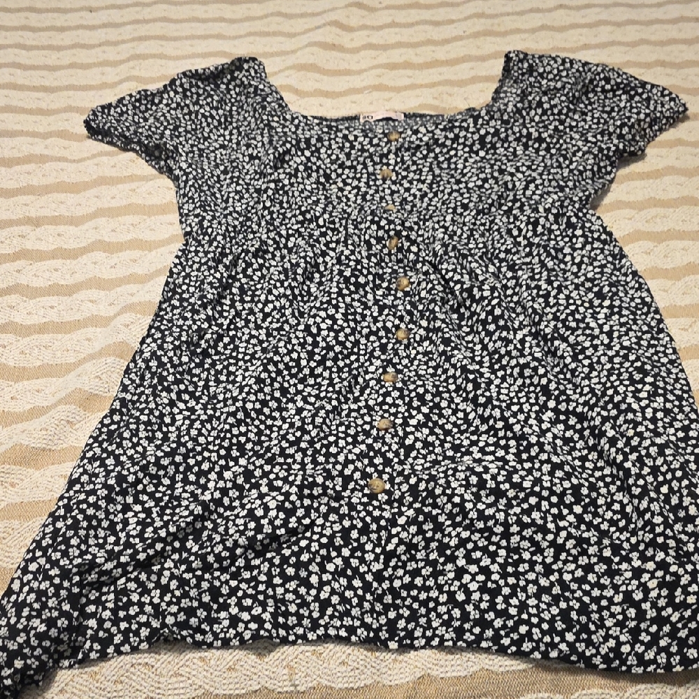 Elegant Black and White Floral Dress